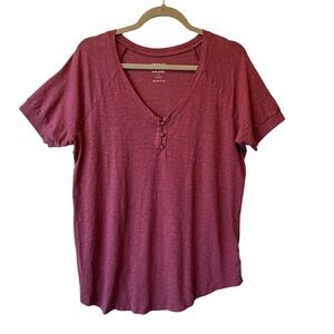 Torrid tee 1 Pink 1X Slub jersey knit Short sleeve V-neck buttons Womens top